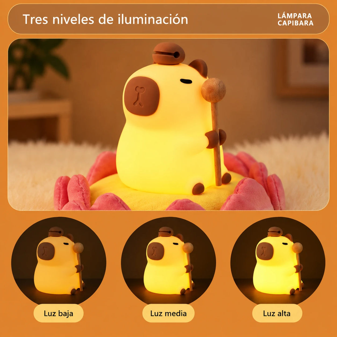 Los tres niveles de luz del Capibara Glow: baja, media y alta