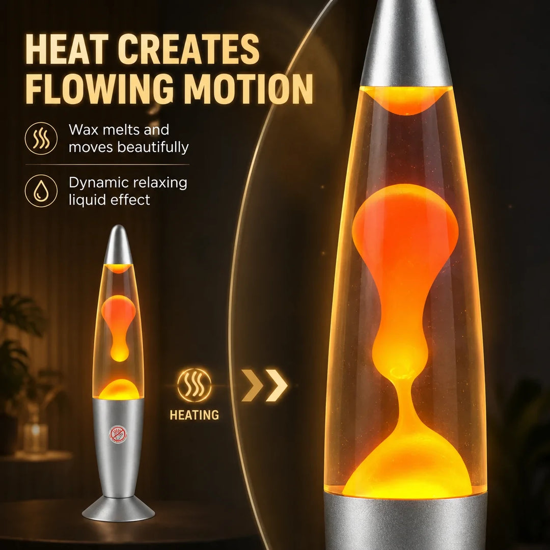The warm wax of Lava Lume rising in slow bubbles